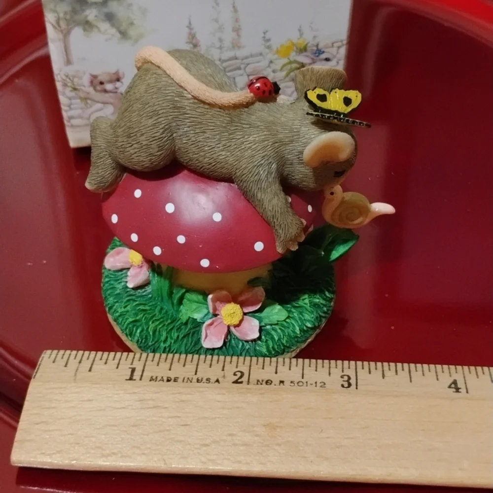 Fitz & Floyd Mouse Figurine on Red Mushroom 1999